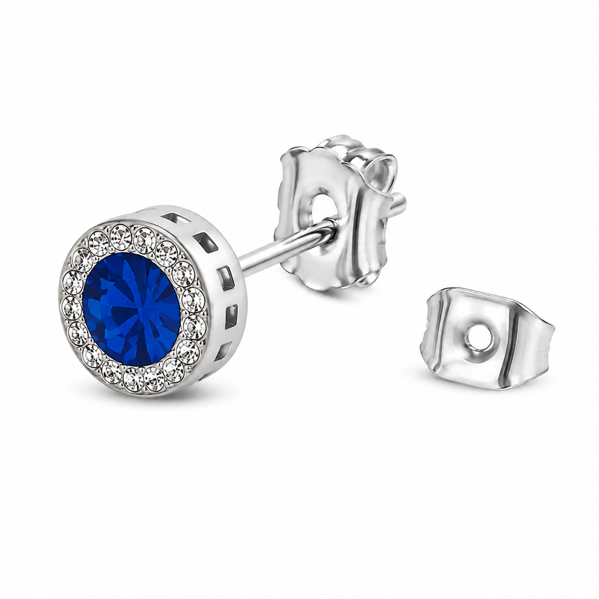Aretes Halo Clásicos Azul Rey