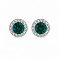 Aretes Halo Clásicos Verde Esmeralda