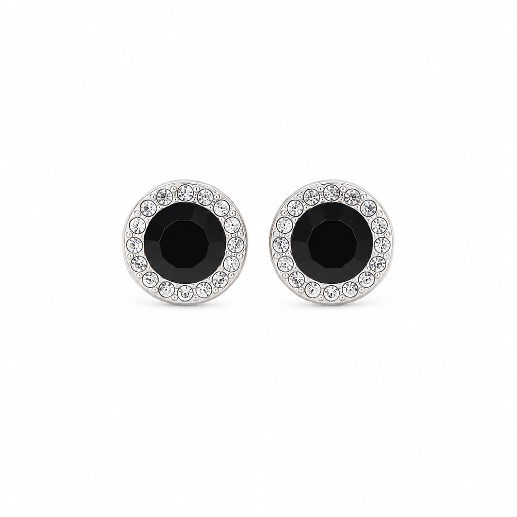 Aretes Halo Negro Intenso