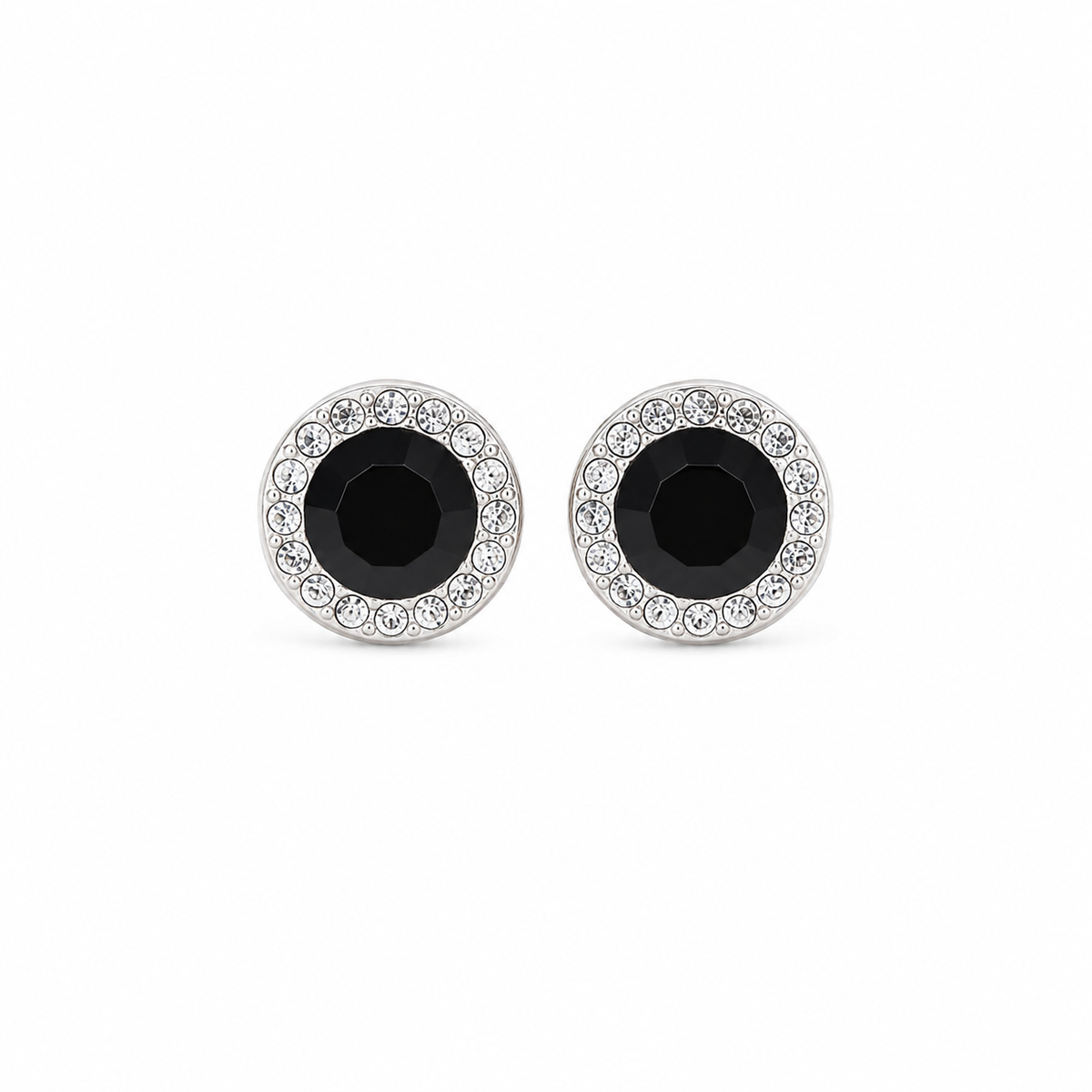 Aretes Halo Negro Intenso