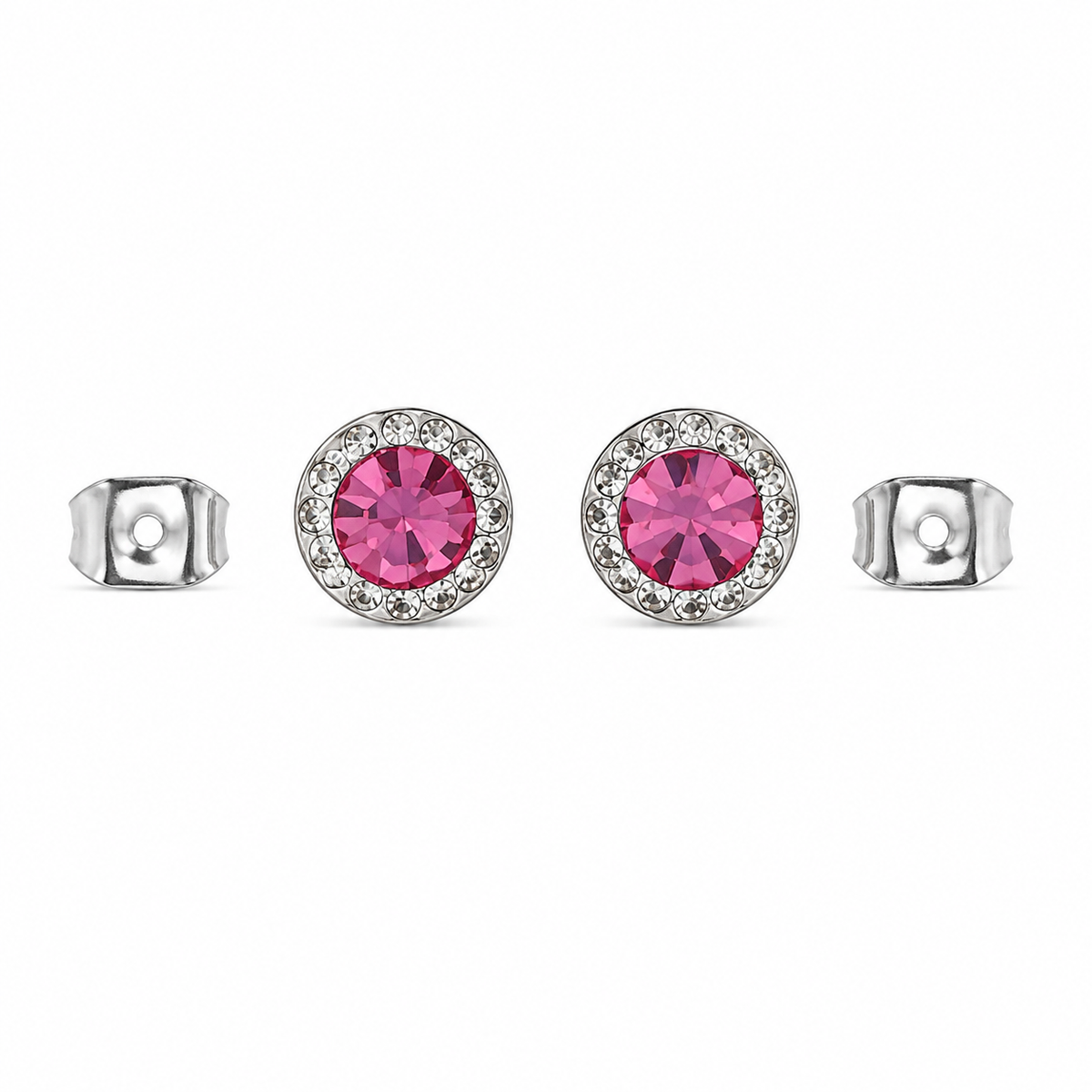 Aretes Halo Clásicos Rosa Pastel