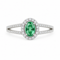 Anillo Halo Esmeralda Oval