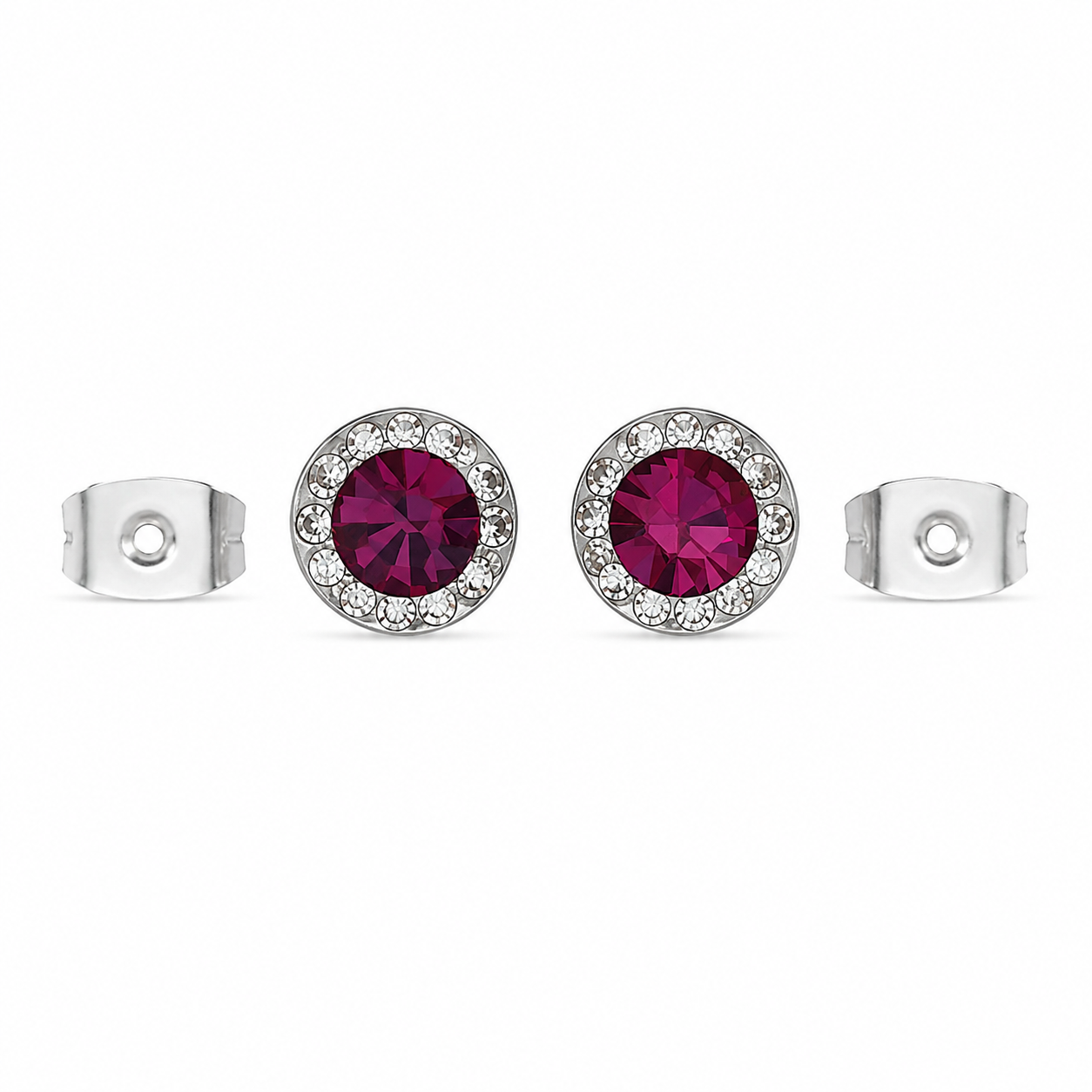 Aretes Halo Clásicos Rosa Púrpura