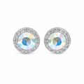 Aretes Halo Clásicos Blanco Tornasol