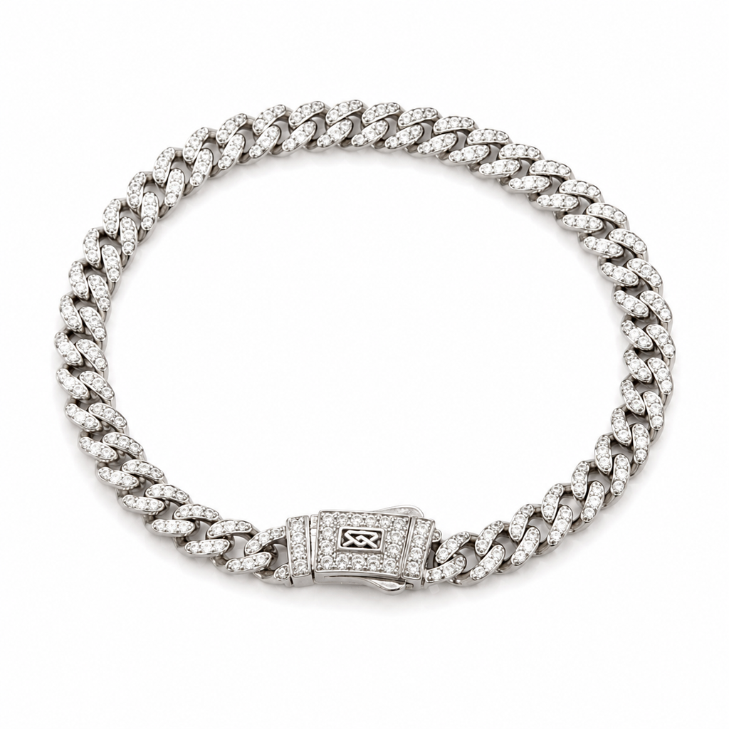 Pulsera Mónaco Oro Blanco 4 mm
