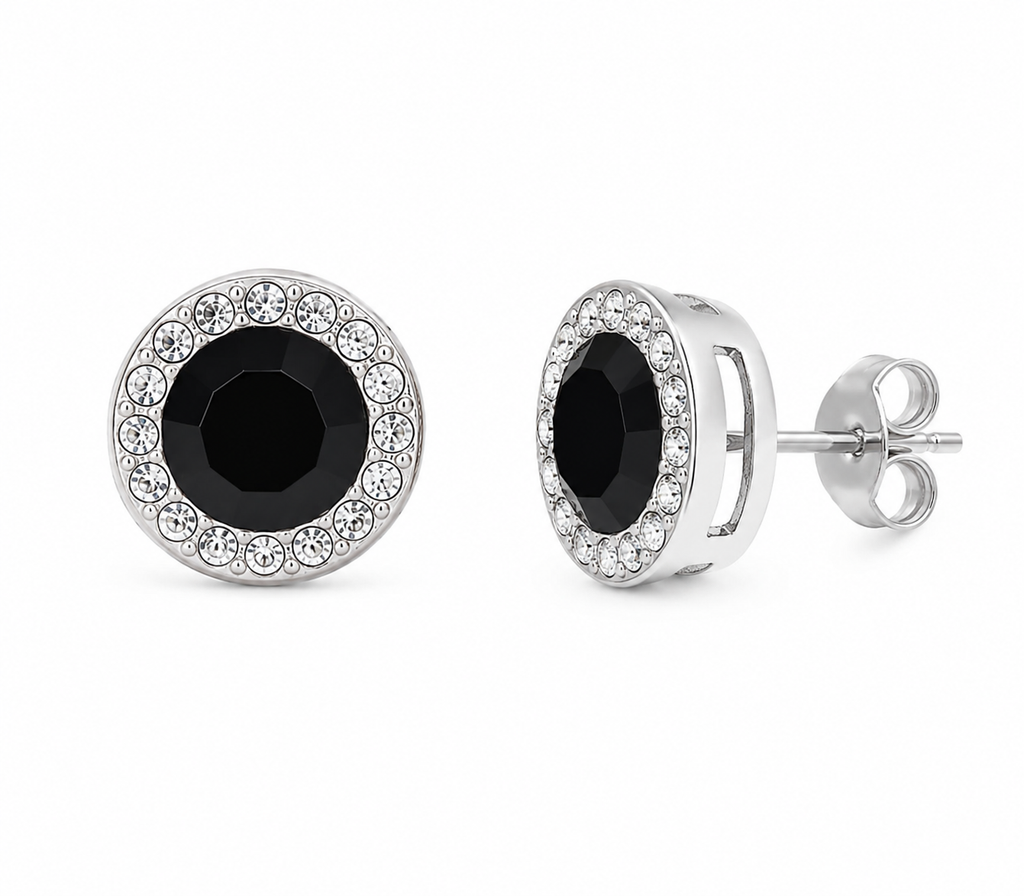 Aretes Halo Negro Intenso