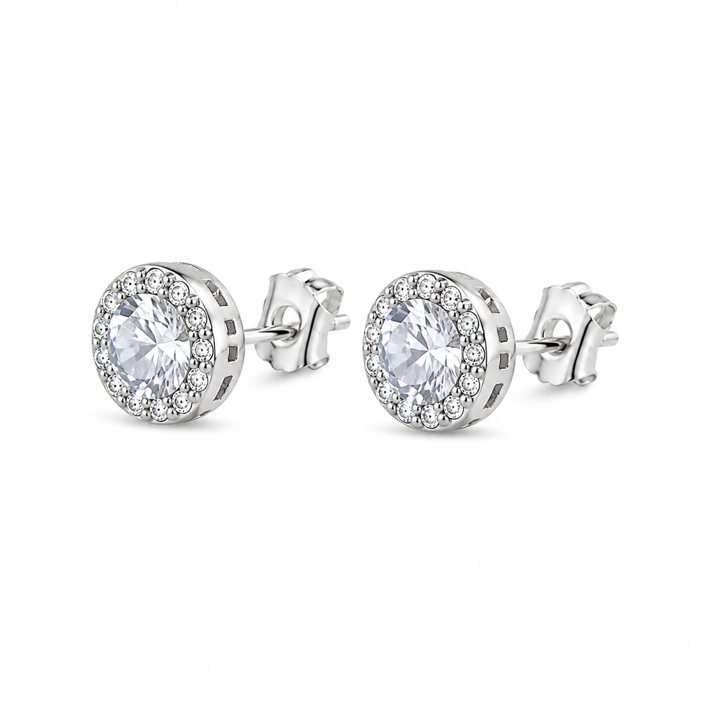 Aretes Halo Clásicos Blancos