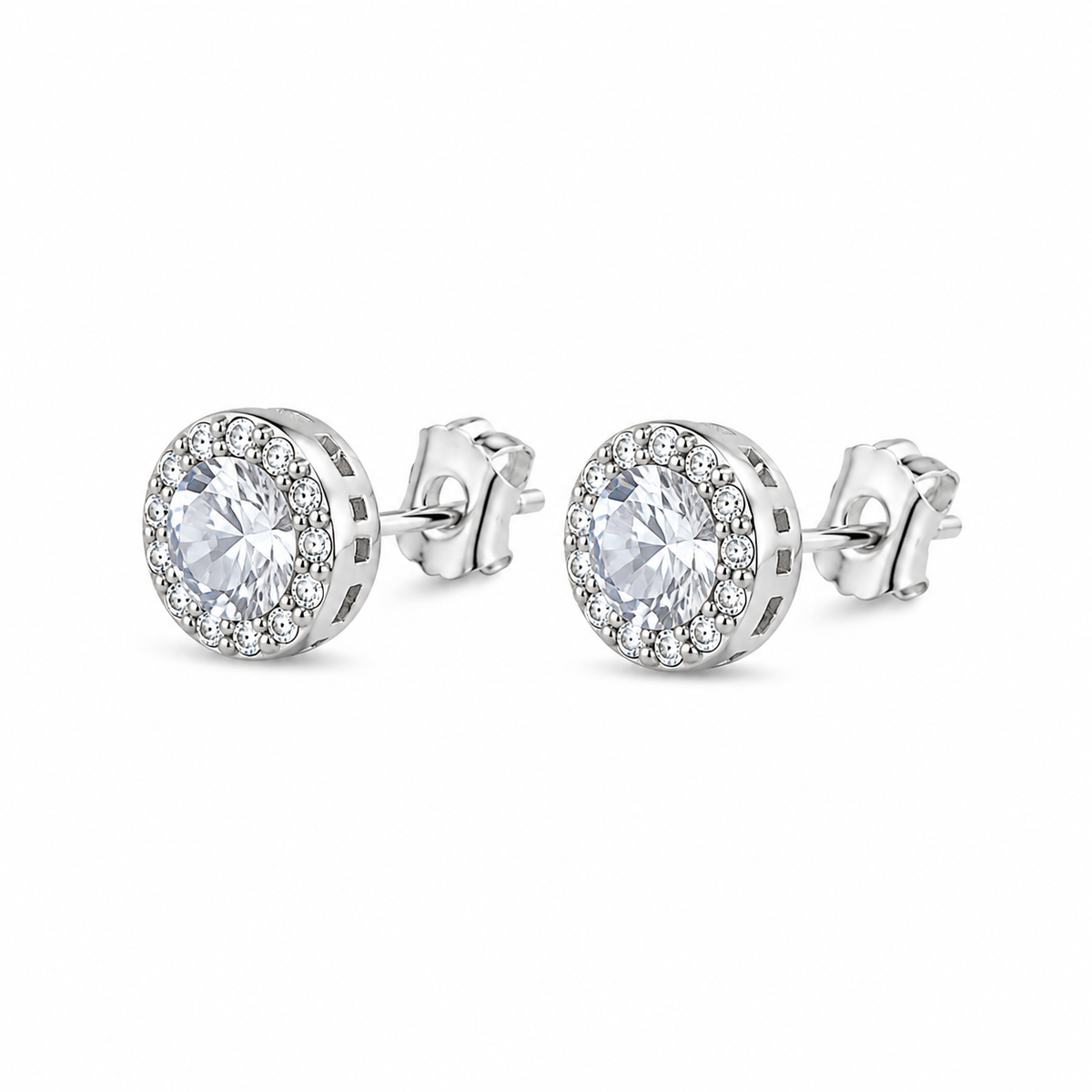 Aretes Halo Clásicos Blancos