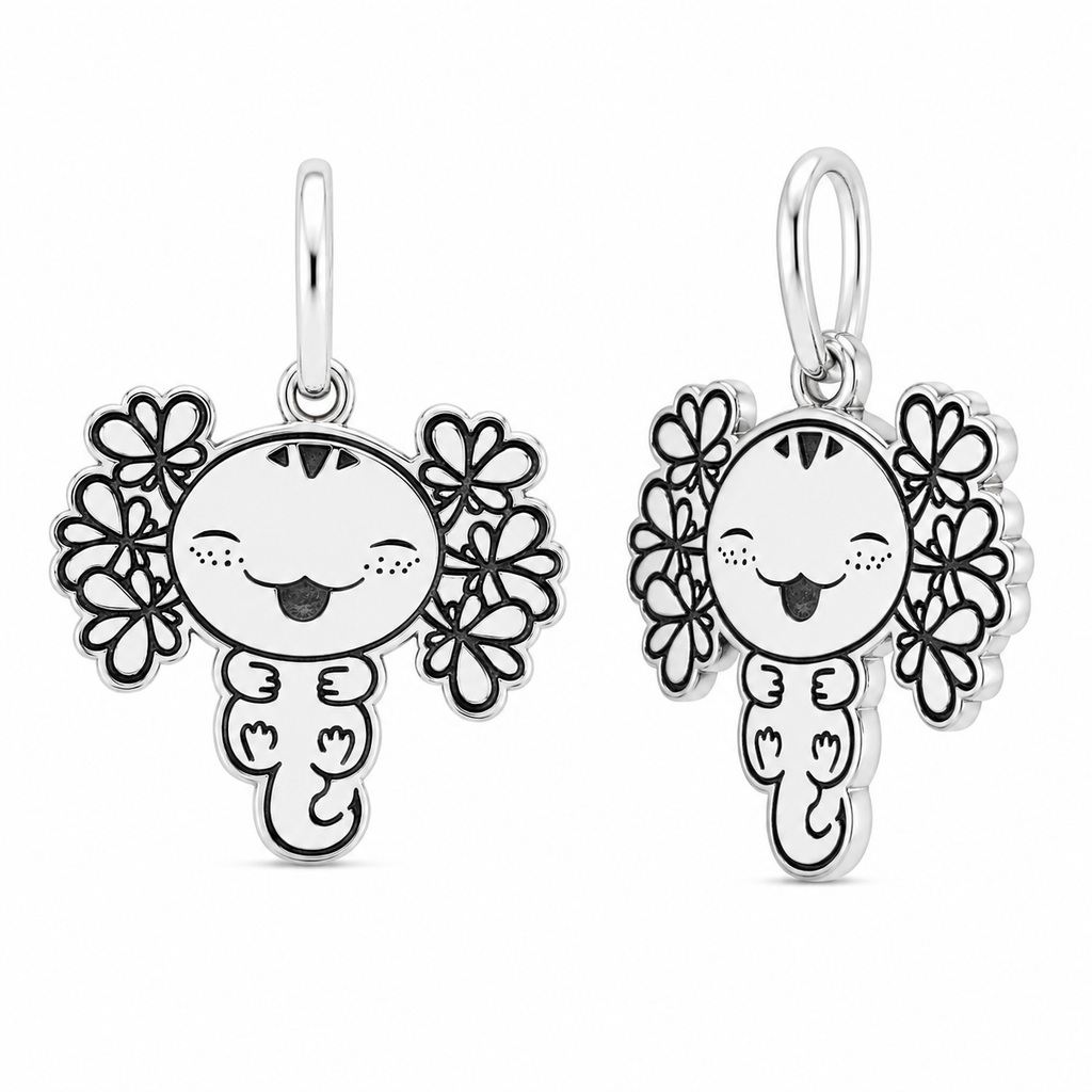 Dije Ajolote con Flores