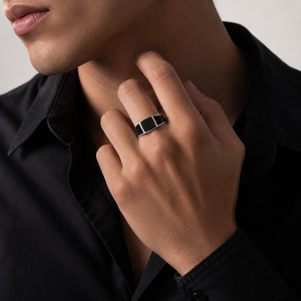 Anillo Turco Ónix Cuadrado