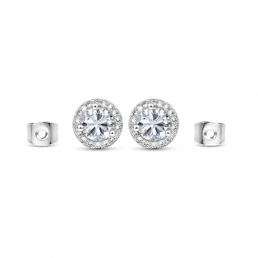 Aretes Halo Clásicos Blancos