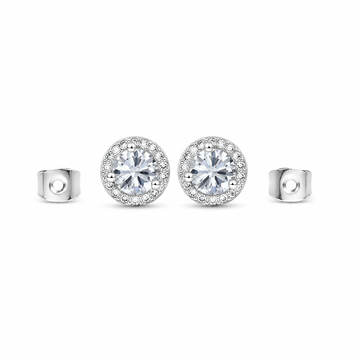 Aretes Halo Clásicos Blancos