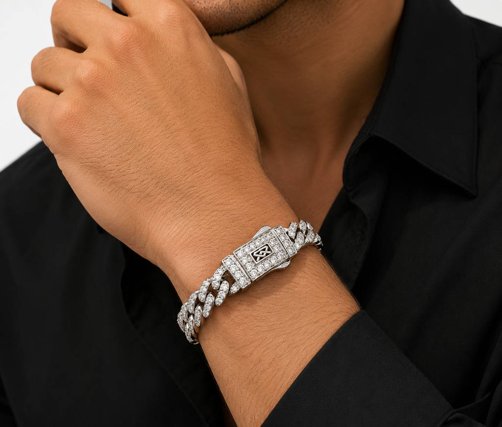 Pulsera Mónaco Oro Blanco 4 mm