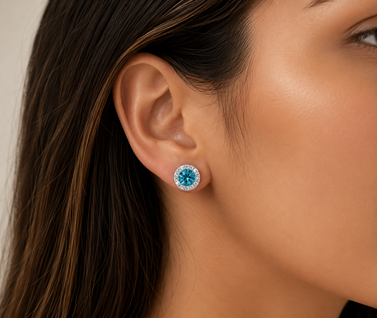 Aretes Halo Azul Turquesa