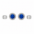 Aretes Halo Clásicos Azul Rey