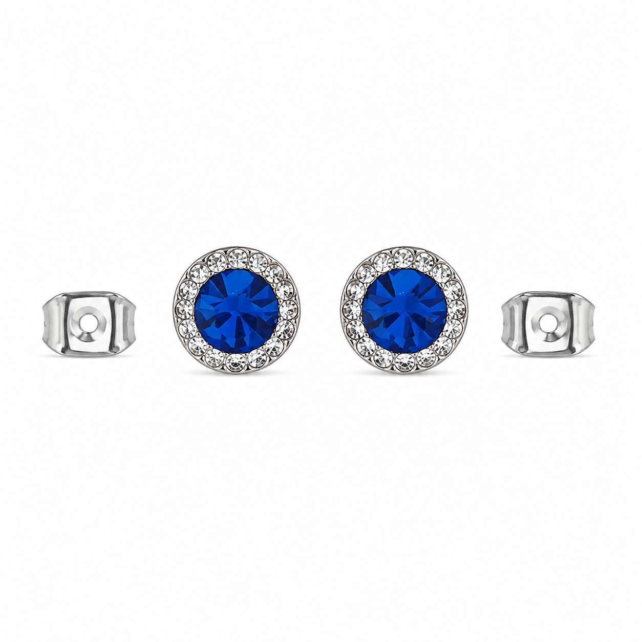 Aretes Halo Clásicos Azul Rey