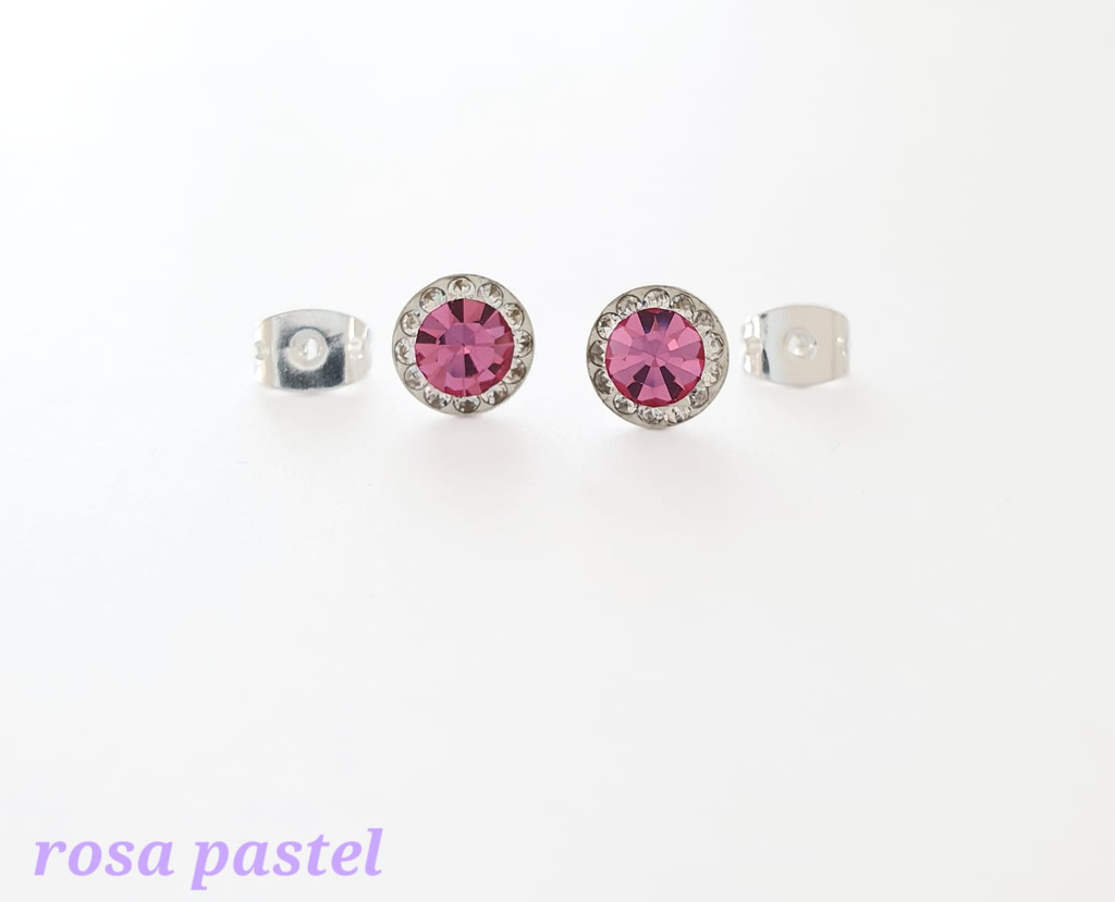 Aretes Halo Clásicos Rosa Pastel