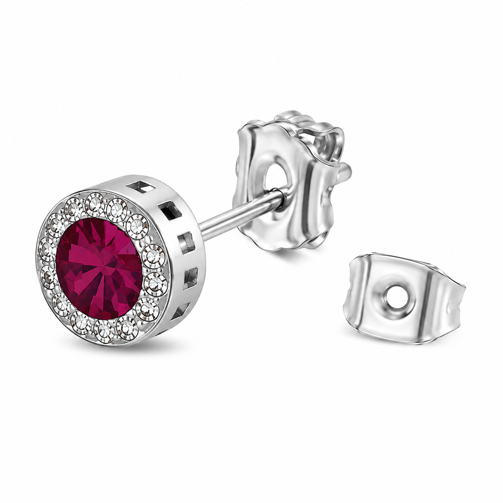 Aretes Halo Clásicos Rosa Púrpura