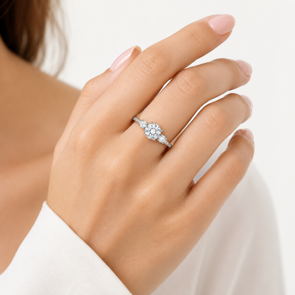 Anillo Solitario Triple Brillo