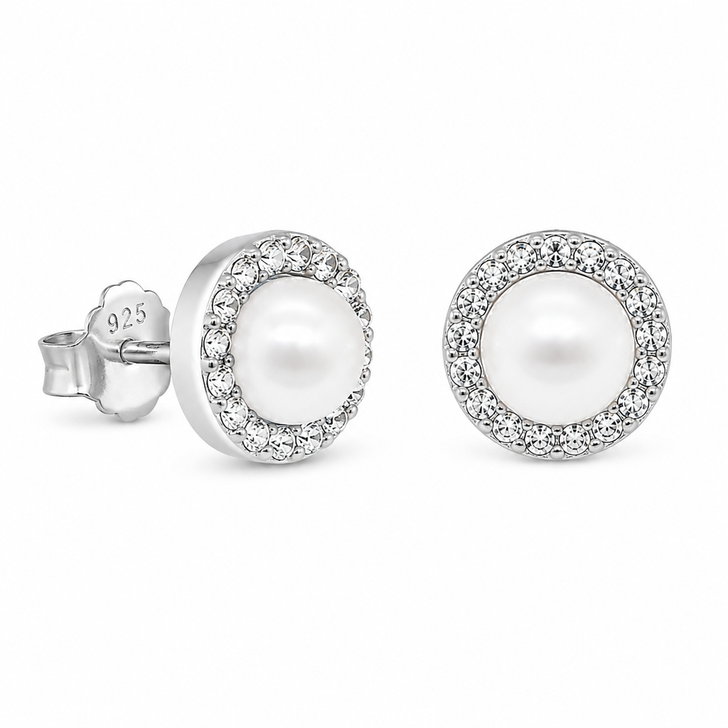Aretes Halo Perla Clásicos