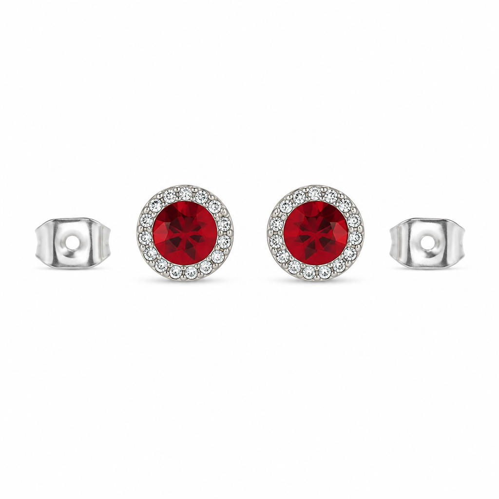 Aretes Halo Clásicos Rojo Vino