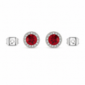 Aretes Halo Clásicos Rojo Vino
