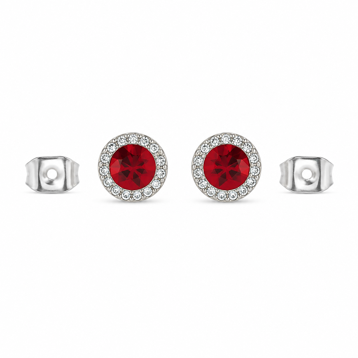 Aretes Halo Clásicos Rojo Vino