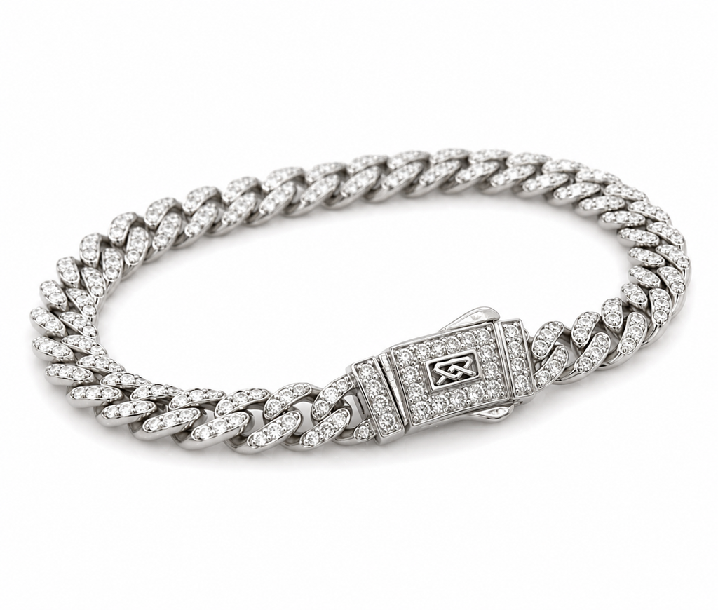 Pulsera Mónaco Oro Blanco 4 mm