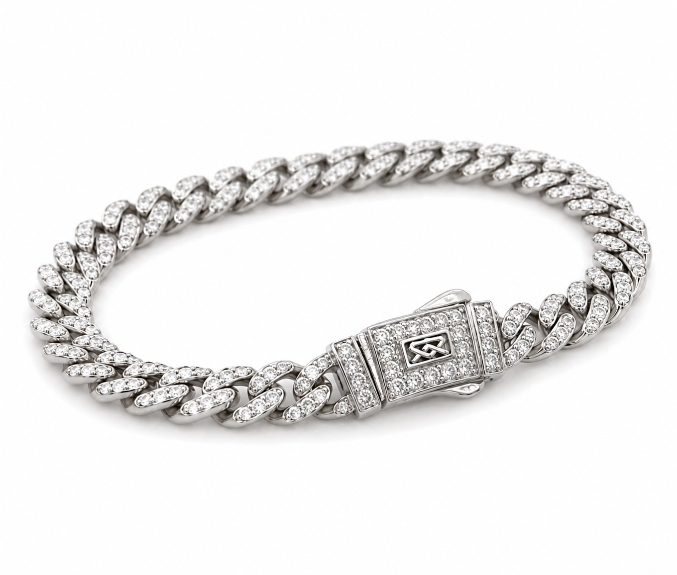 Pulsera Mónaco Oro Blanco 4 mm