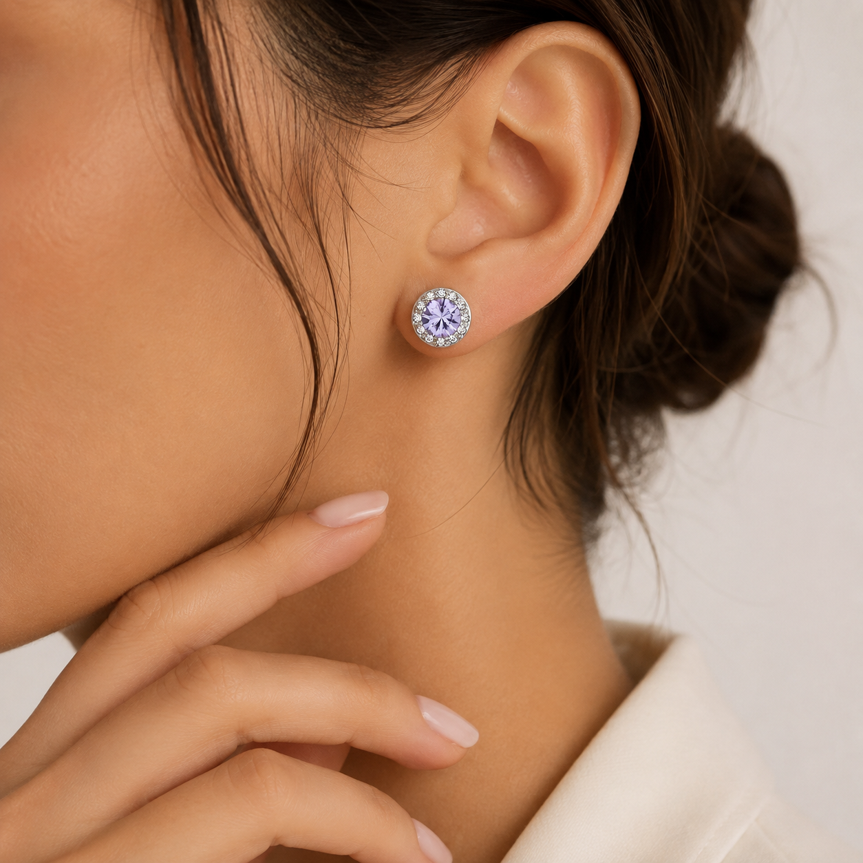 Aretes Halo Clásicos Lila