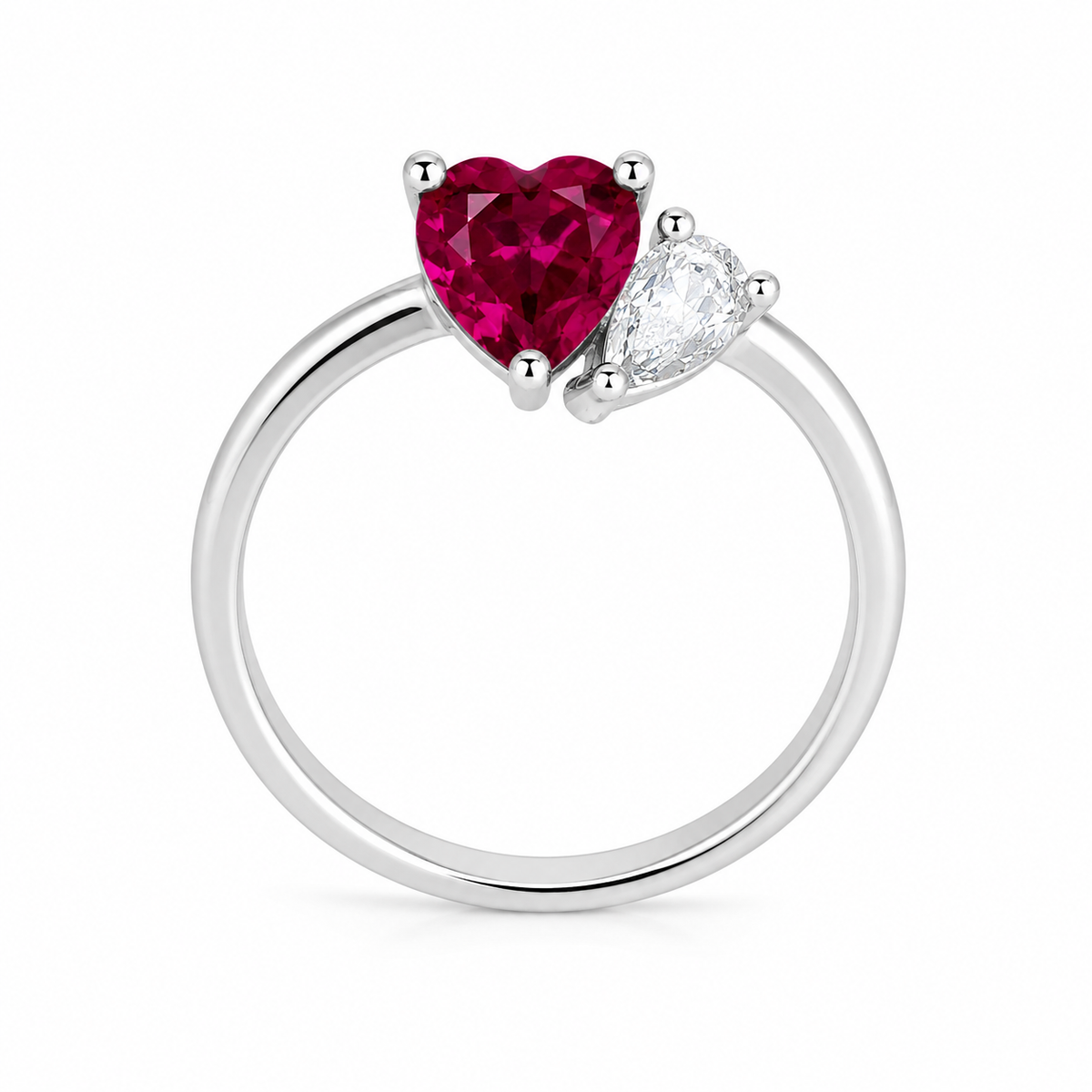 Anillo Corazón Rubí Duo