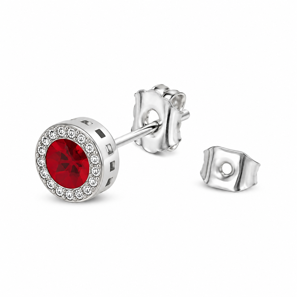 Aretes Halo Clásicos Rojo Vino