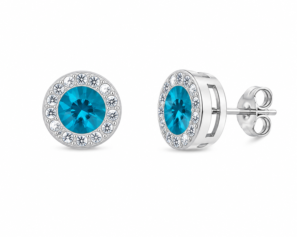 Aretes Halo Azul Turquesa