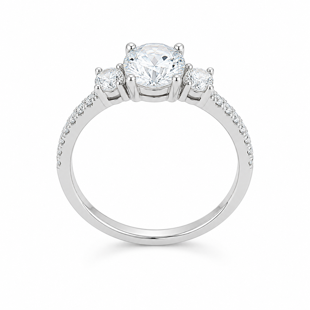 Anillo Solitario Triple Brillo