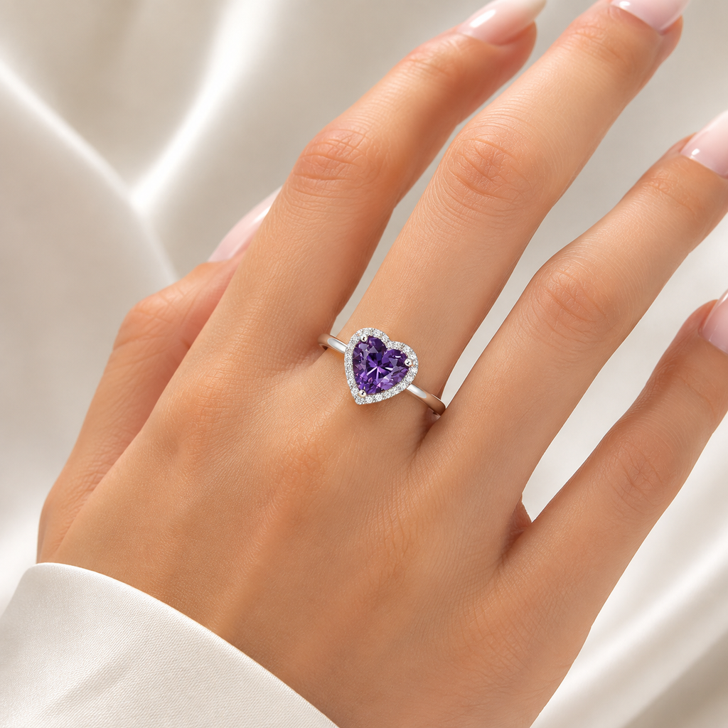Anillo Corazón Amatista